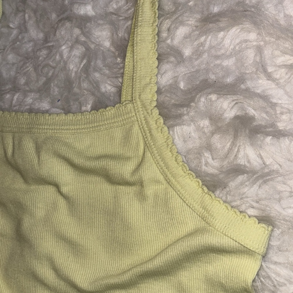 BP Square Neck Bodysuit Ribbed Yellow, Size Small - Picture 3 of 14